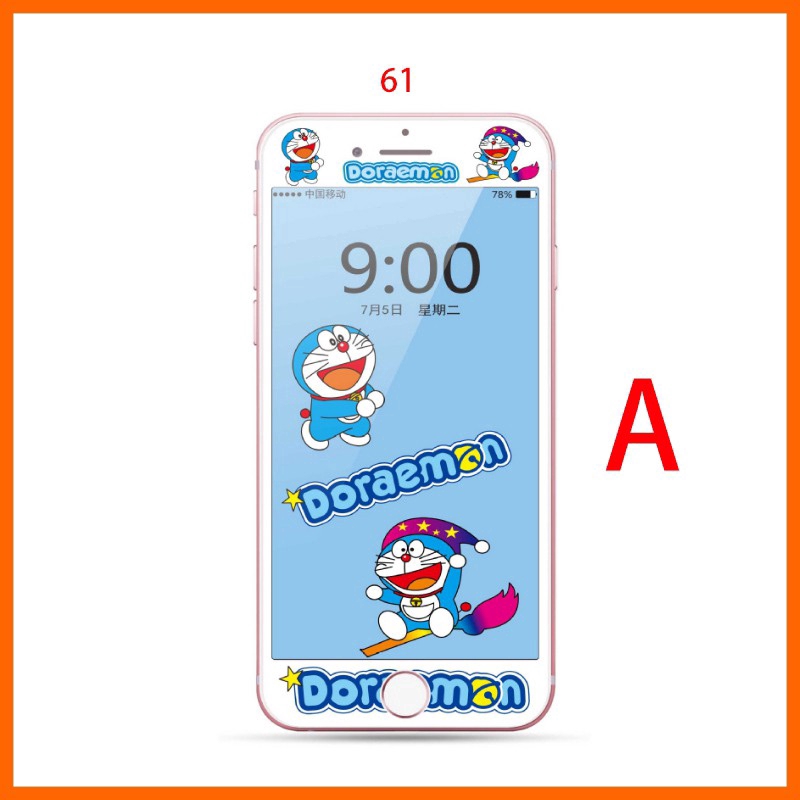 Kính cường lực iPhone 6 6S 6Plus 6SPlus 7 8 SE bảo vệ màn hình họa tiết Doraemon đáng yêu