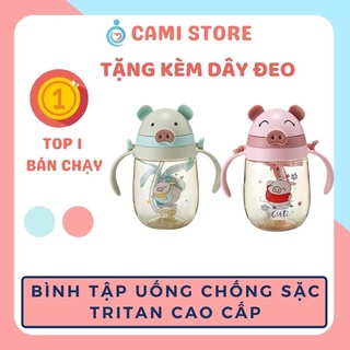 Bình tập uống nước cho bé - Bình tập hút Tritan cao cấp, bình nước cho bé mang đi học