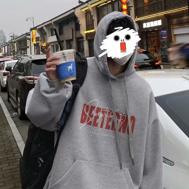 Áo hoodie Dáng Rộng In Chữ Thời Trang Phong Cách Hàn Quốc Cho Nam Giới Size M-5XL