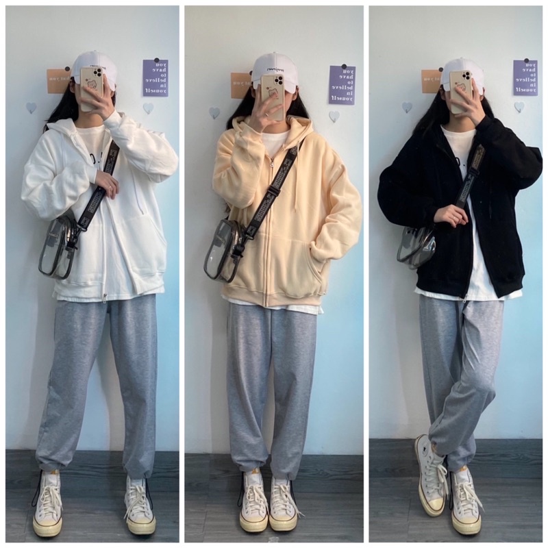 áo hoodie kéo khoá nỉ bông trơn unisex nam nữ sweater 10 màu hichi | BigBuy360 - bigbuy360.vn