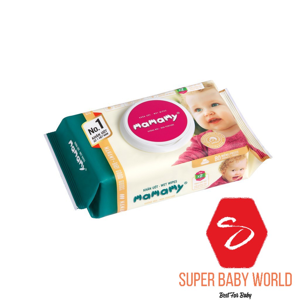 Combo 3 gói khăn ướt Mamamy 100 tờ có nắp không mùi