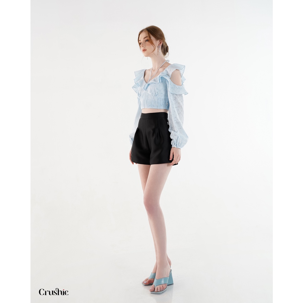 Quần short Crushie dáng suông cạp cao Doris