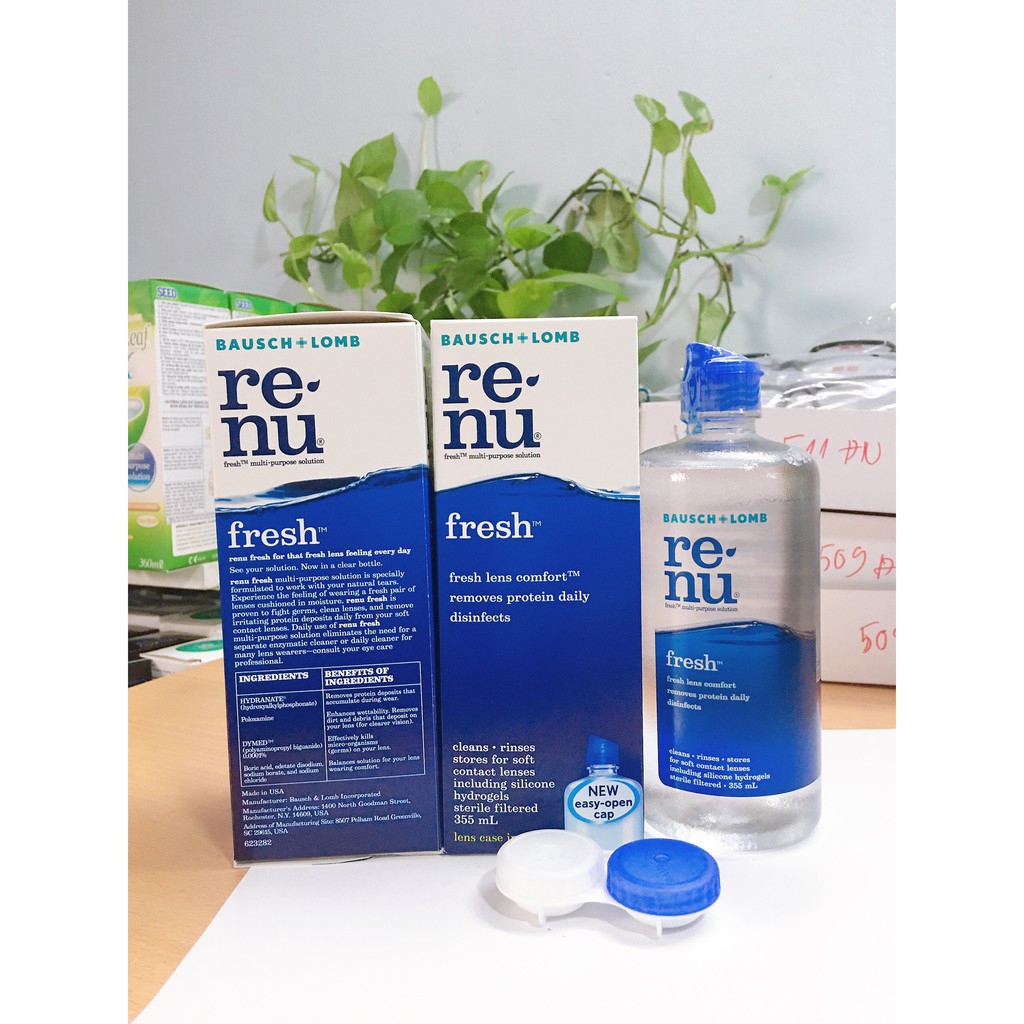 Dung dịch ngâm lens Renu 355ml- nước ngâm rửa kính áp tròng Renu Bausch & Lomb 8/2024