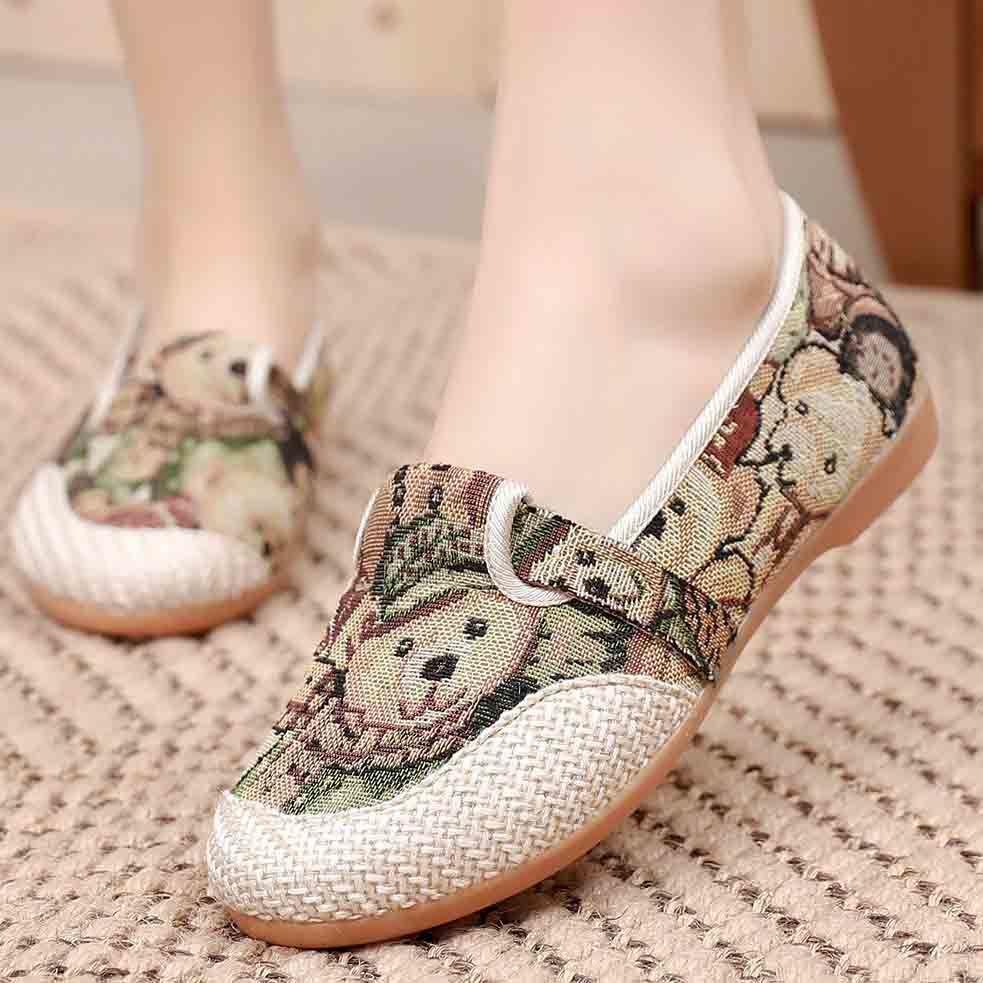 Giày Lười Vải Canvas Mềm Mại Thoáng Khí Phong Cách Bắc Kinh Cổ Điển Thời Trang Mùa Xuân Cho Nữ