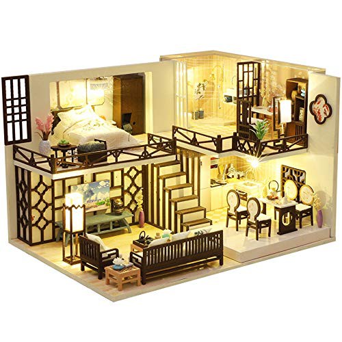 Mô Hình Handmade Thủ Công Lắp Ráp Nhà Gỗ Búp Bê DIY: Căn Nhà Với Nội Thất Đơn Giản M033 - Tặng Keo