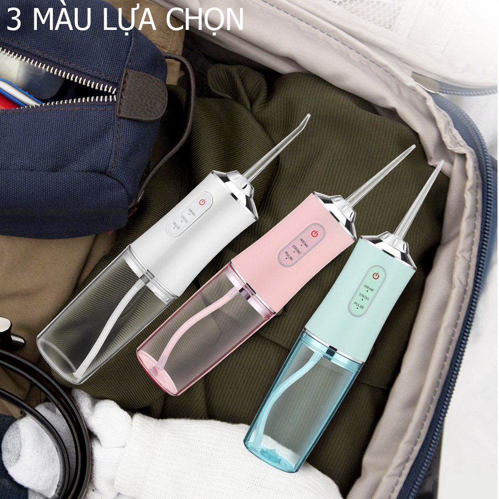 Tăm Nước Oral Irrigator Thông Minh  - 3 Chế Độ Tự Động - 4 Đầu Phun Đa Năng - Vệ Sinh Răng Miệng