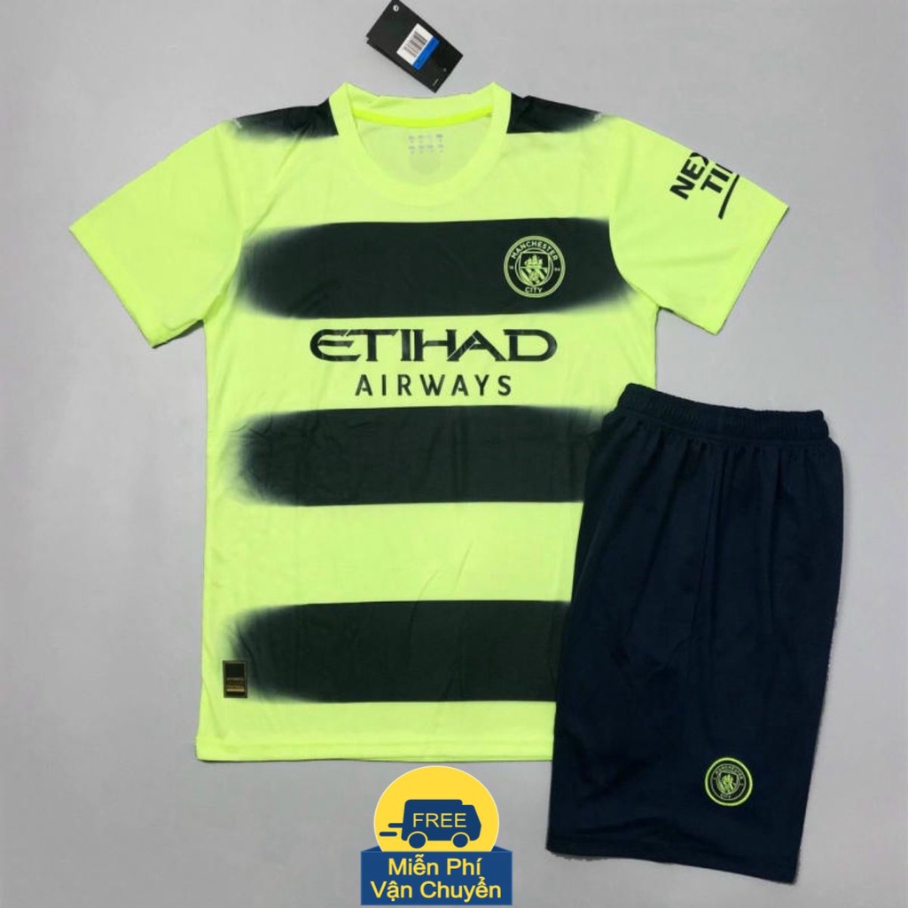 [MỚI VỀ] Bộ Quần Áo Manchester City (Mancity) Xanh Chuối Mới Nhất 2023 Vải Thái - Đồ Đá Banh Nam pp Bởi Be Happy Sport