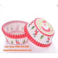 Cup giấy, chén giấy mềm lót khay làm Cupcake, Muffin -Mẫu Noel
