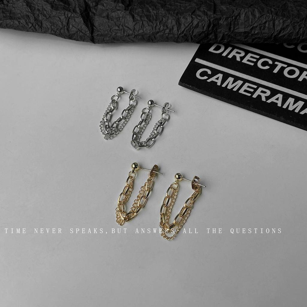 Stud Earrings chain Hip hop Unisex korean fashion Earrings