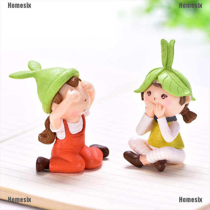 [HoMSI] Three girl Dolls gift Figurines Fairy Garden Miniatures Resin Craft Landscape SUU