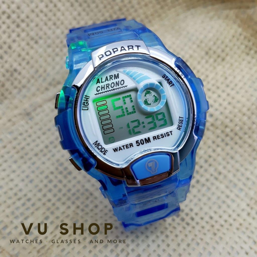 ĐỒNG HỒ BÉ TRAI POPART - ĐÈN LED ĐỔI MÀU - XANH ĐỎ | BigBuy360 - bigbuy360.vn