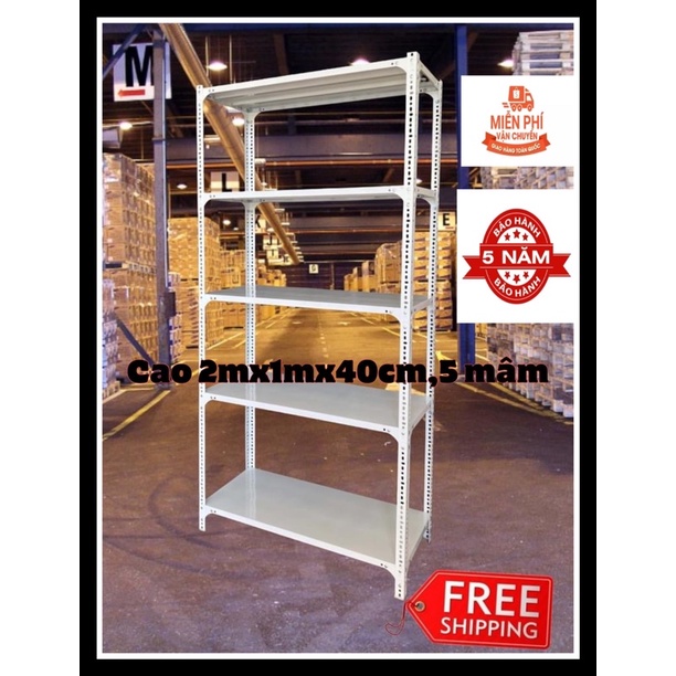 Kệ v trắng: C2mxD1mxR40x 5 sàn