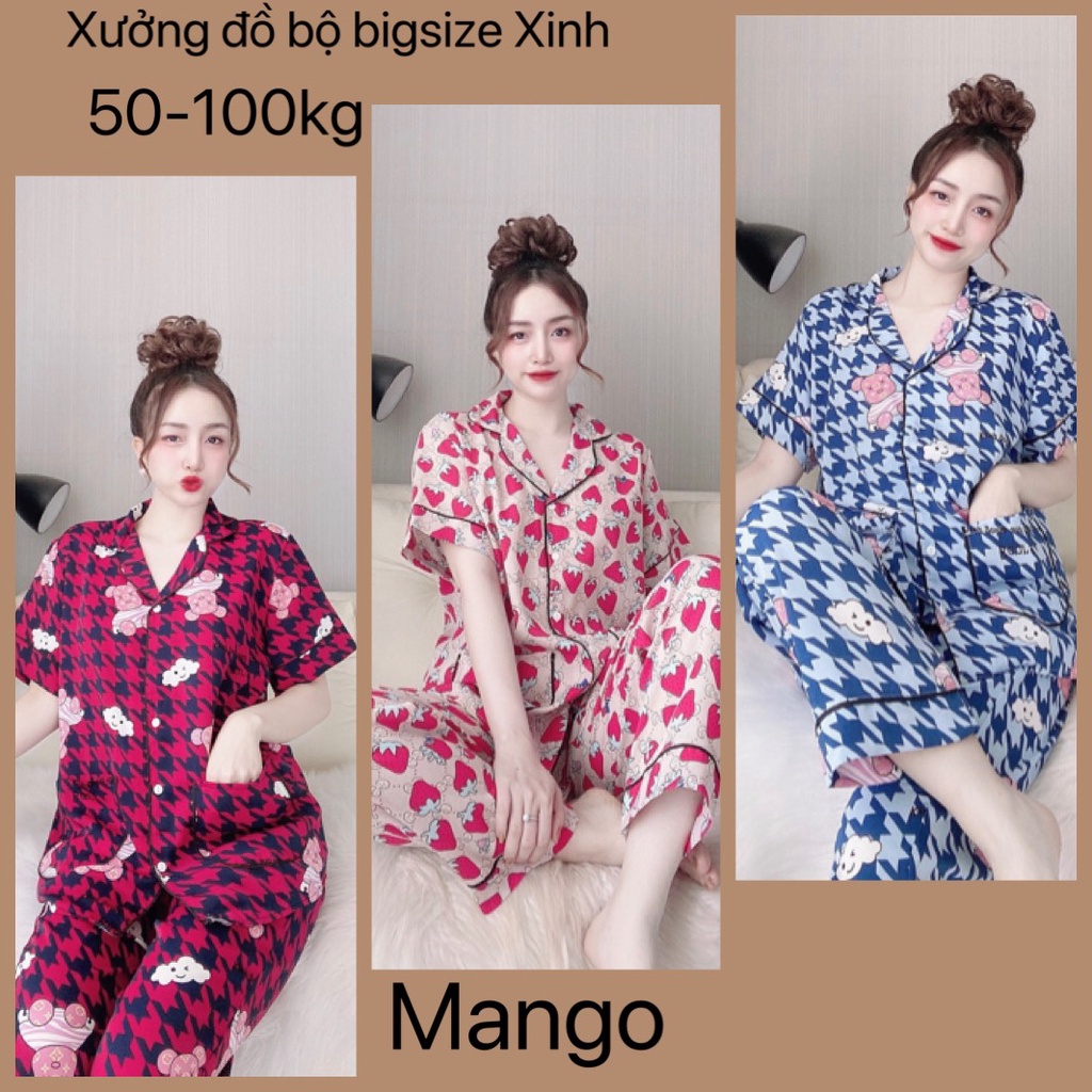 Đồ bộ bigsize 50-100kg đồ mặc nhà mắt dành cho nữ chất lụa, Mango mềm mịn cao cấp | WebRaoVat - webraovat.net.vn