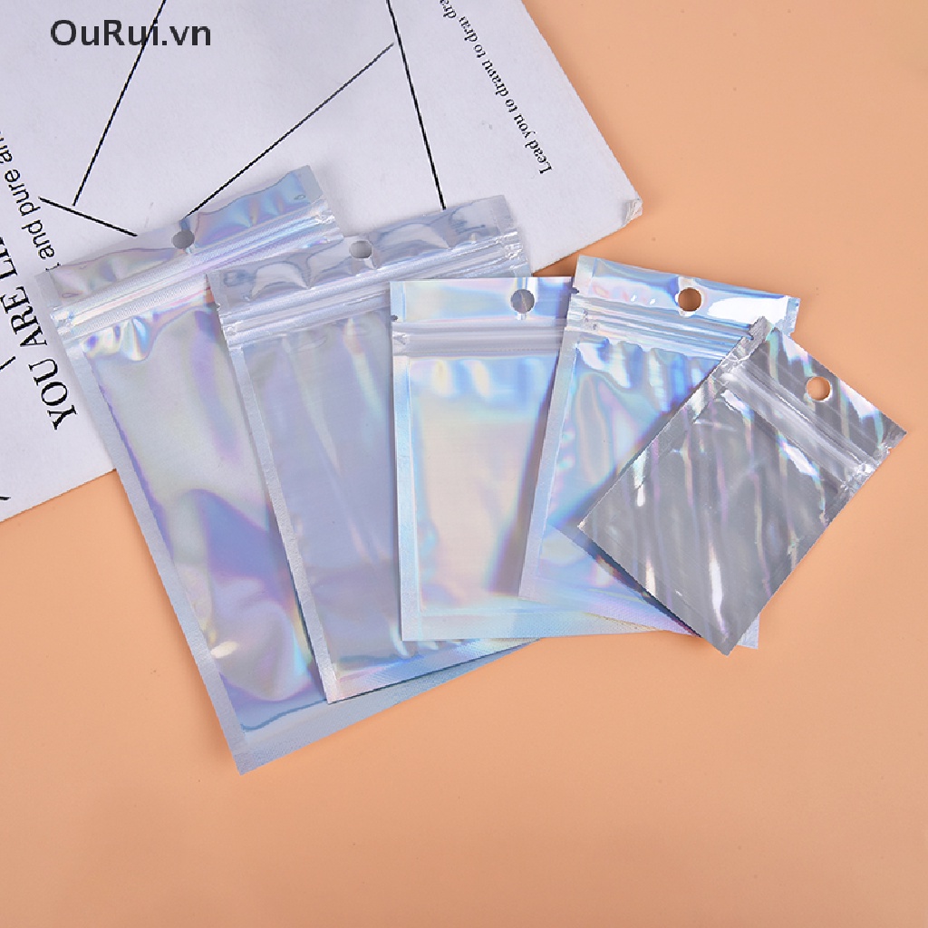 Bộ 10 Túi Nhựa Đựng Mỹ Phẩm Màu Dạ Quang