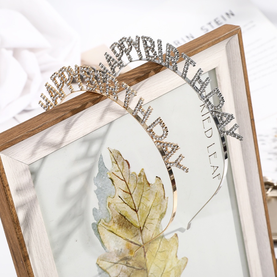 Băng đô hợp kim đính đá hình chữ cái xinh xắn thời trang cho nữ