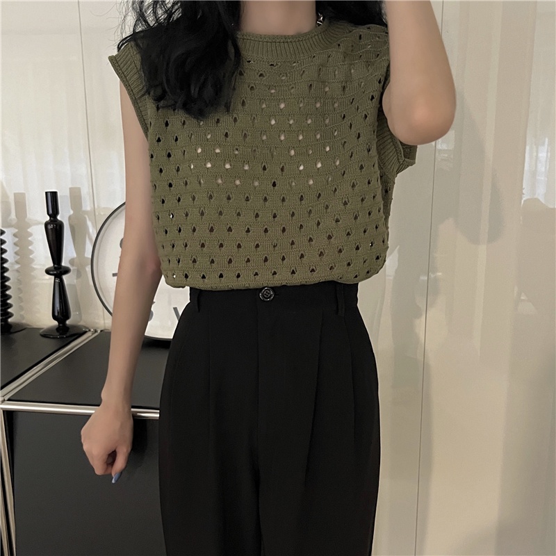 Áo ba lỗ XIAOZHAINV đan len phong cách retro Hàn Quốc 8 màu thời trang cho nữ