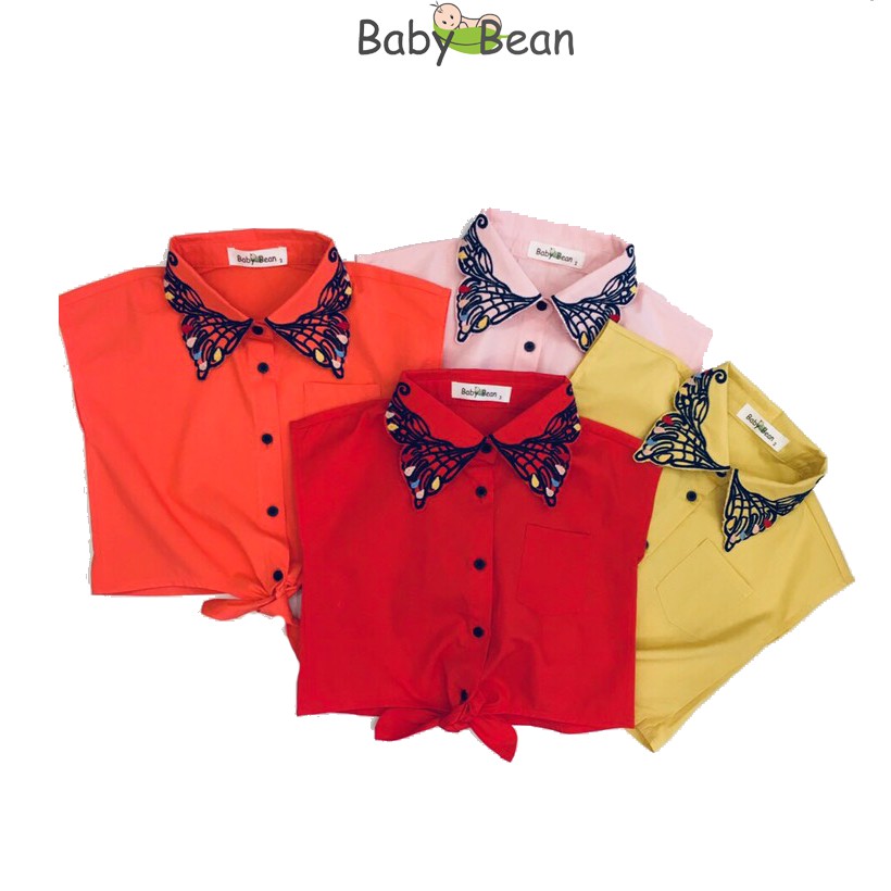 Áo Croptop Cotton Cổ Thêu Cánh Bướm Bé Gái BabyBean