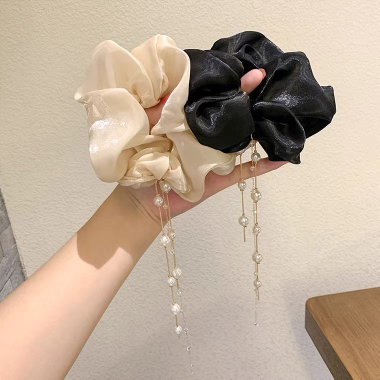 Dây buộc tóc đuôi ngựa đính hoa và ngọc trai giả mới dành cho nữ 2021