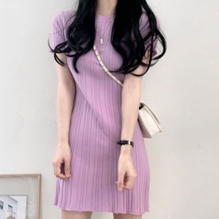 Váy len ngắn tay dáng suông [Ảnh thật 3-9]