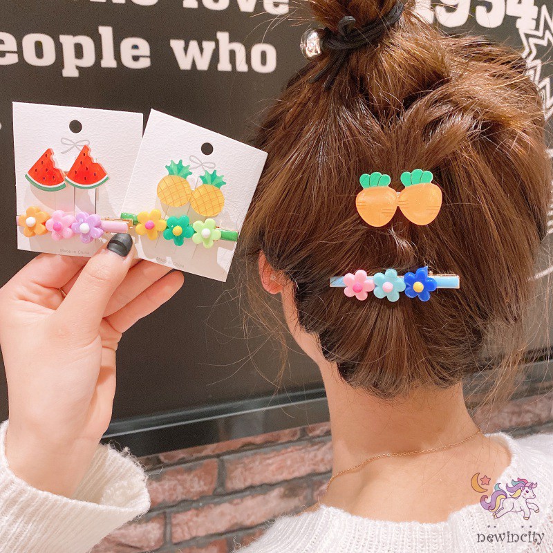 Set 2 Kẹp Tóc Màu Cầu Vồng Phong Cách Hàn Quốc Cho Bé Gái