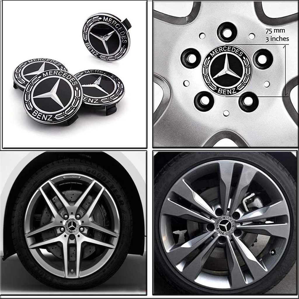 Bộ 4 nắp chụp mâm bánh xe 75mm cho xe hơi Mercedes-Benz