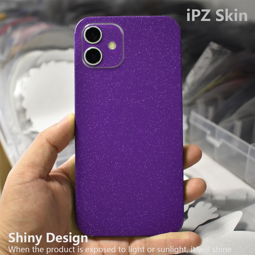 Nhãn Dán Màu Tím Trơn Chống Trầy Xước Bảo Vệ Toàn Diện Cho iPhone 6 6s X Xr Xs 7 8 Plus 11 12 13 Pro Max Mini Se2