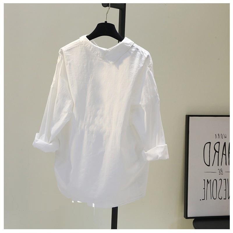 Áo sơ mi nữ form rộng chất thô đũi, thời trang phong cách trẻ | BigBuy360 - bigbuy360.vn