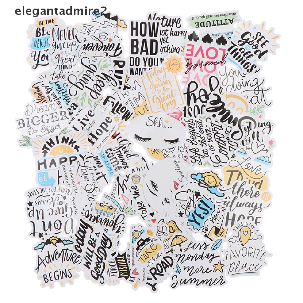 Bộ 50 Sticker Câu Trích Dẫn Motivational Phrases Chống Thấm Nước Dùng Trang Trí Laptop / Ván Trượt Diy