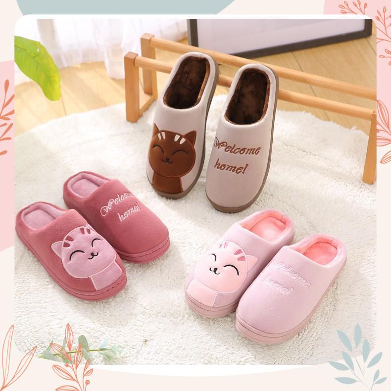 Dép Bông Hình Mèo, Đế Cao Su Dẻo, Dép Lông Mịn cực cute. DP97