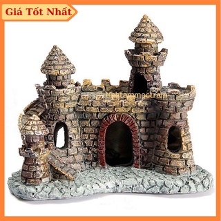 Mô hình lâu đài vàng trang trí bể cá phụ kiện thiết bị bể cá