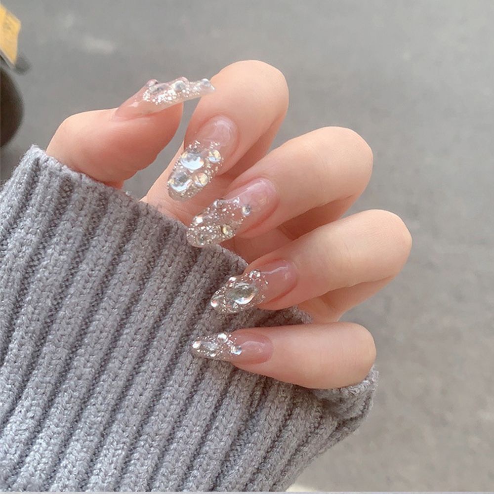 [Hàng mới về] Hộp đá đính móng đáy phẳng 6 ngăn trang trí nghệ thuật 3D tự làm nhiều màu lấp lánh
