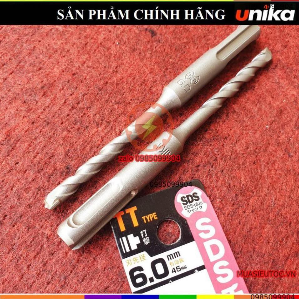 Mũi khoan khoan bê tông, đá , tường gạch Unika mã TT SDS plus chuyên bê tông chuôi gài SDS-Plus phi 3 4 5 6 7 8 9 10 mm