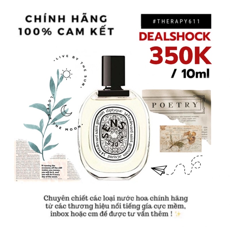 [𝗦𝗔𝗟𝗘]..::✨Mẫu thử nước hoa Eau De Sens Diptyque Test 5ml/10ml/20ml ✨::..
