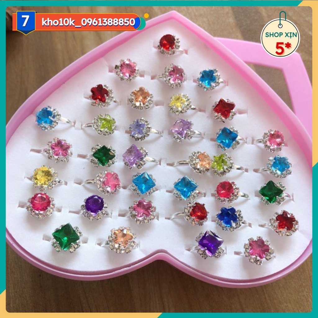 Sỉ 1 hộp nhẫn đính hạt đá 36 chiếc