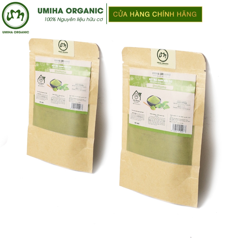 Bột Trà Xanh đắp mặt nạ hữu cơ UMIHA nguyên chất 40G | Green Tea Powder 100% Organic