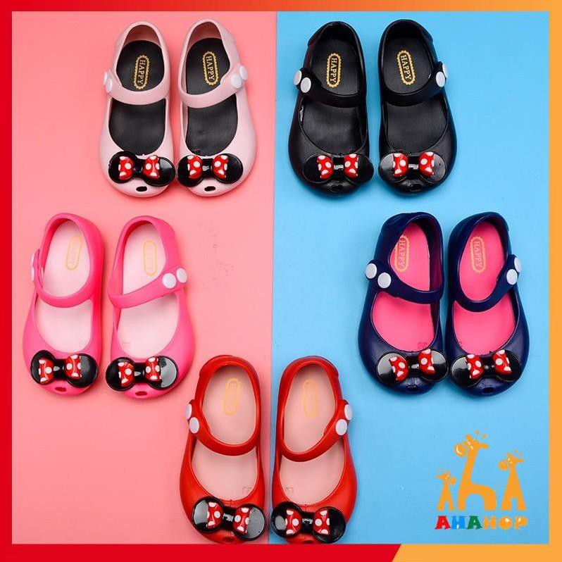 Giày cho bé- Dép nhựa cho bé gái Nơ Mickey nhựa dẻo, siêu mềm kiểu dáng Hàn Quốc chống trơn trượt