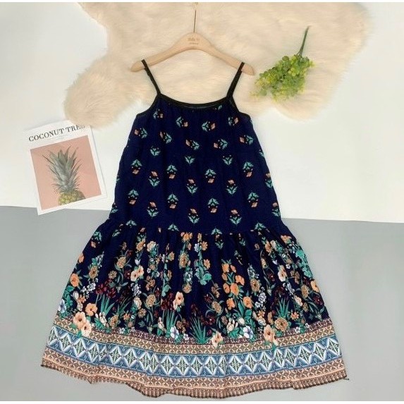 váy lanh bầu 2 dây siêu nhẹ , siêu mát Free size 40~65kg