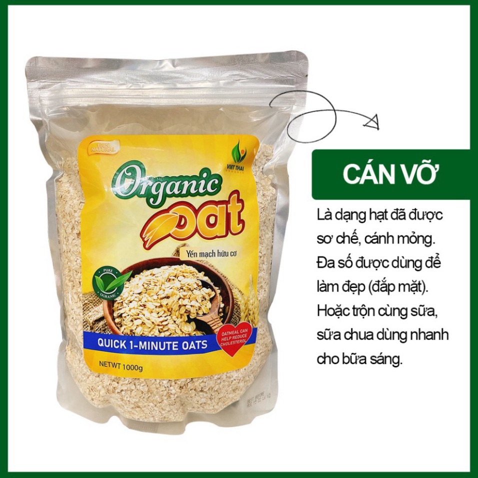 [BÁN SỈ] Yến mạch Úc tươi hữu cơ Organic Oat , nguyên chất cán vỡ / cán dẹp MẪU MỚI NHẤT ( 1kg / Túi )