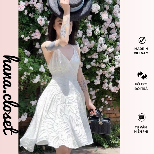Đầm đi tiệc váy nữ 2 dây đan lưng cổ chữ v sexy có mút ngực sang chảnh phù hợp đi chơi đi dạo phố đi đám cưới