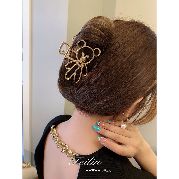 Kẹp Tóc Lớn Họa Tiết Cá Mập Rỗng Thông Dụng Cho Nữ