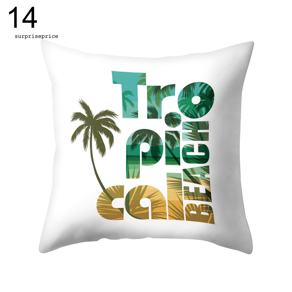 Vỏ gối tựa lưng ghế xe hơi/sofa hình lá/xương rồng/chim hồng hạc mùa hè