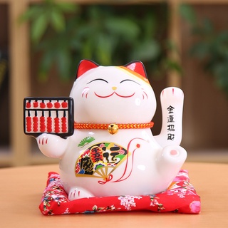 Mèo Thần Tài May Mắn Maneki Neko 16cm Vẫy Tay (Kèm Pin Và Đệm)