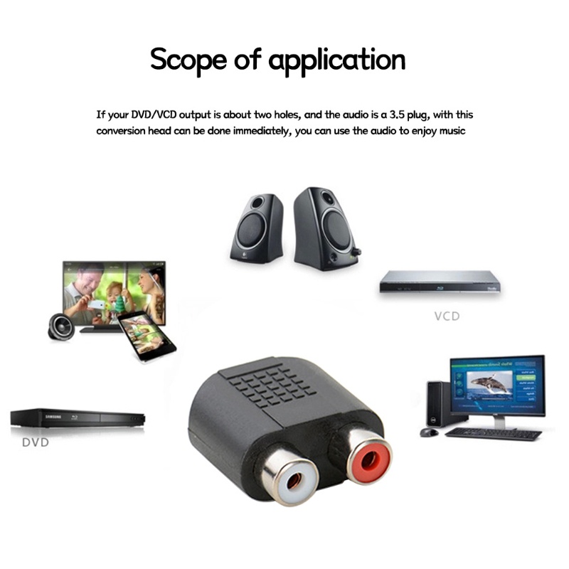 Set 2 Bộ Chuyển Đổi Kênh Đôi Màu Đỏ Và Trắng Giắc Cắm 3.5mm Sang 2RCA