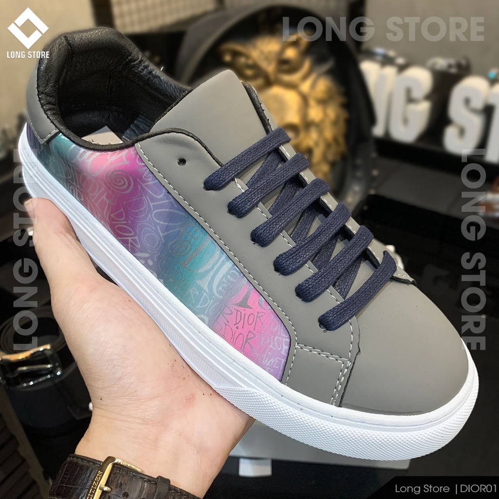 Giày thể thao nam đẹp họa tiết 7 màu sneaker đế cao chất da cao cấp tăng chiều cao 3cm LONGSTORE DIOR01