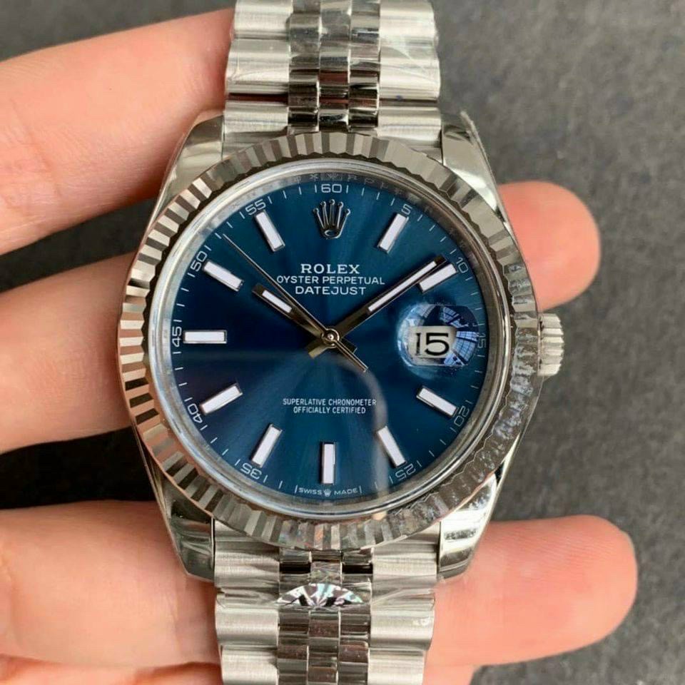 Đồng hồ Nam Rolex máy nhật, mẫu classic, mặt đen viền vàng dây kim loại, dòng cơ Automatic size 41mm