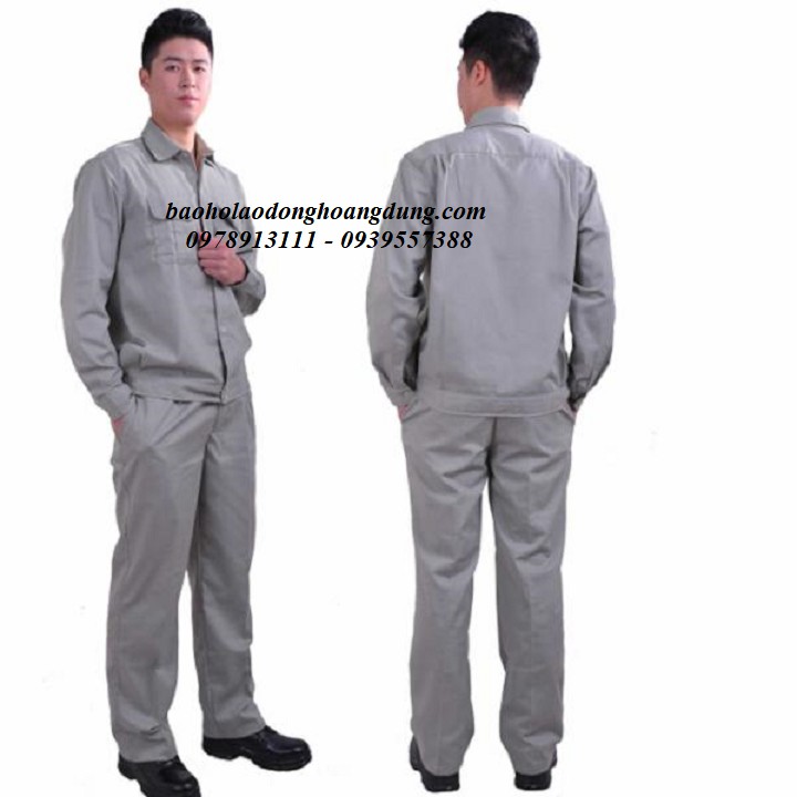 BỘ QUẦN ÁO BẢO HỘ LAO ĐỘNG VẢI KAKI HÀN QUỐC LOẠI 1 ( MÀU GHI )