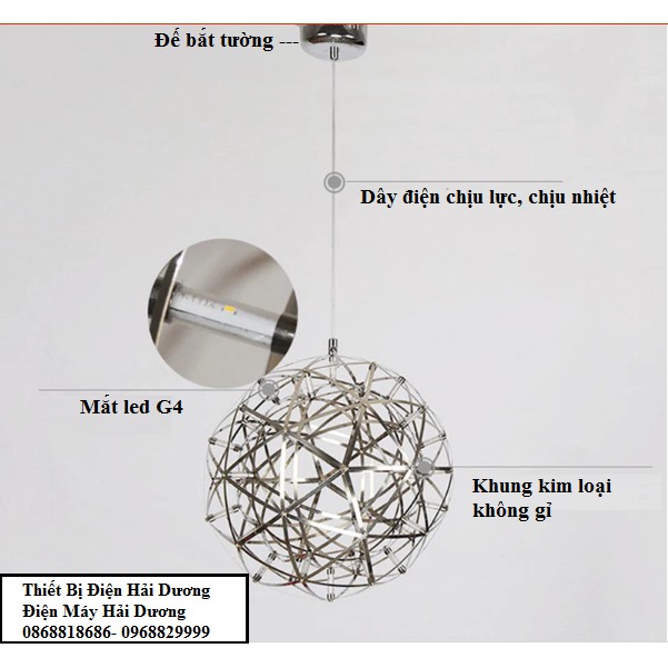 Đèn thả cầu sao kiểu dáng hiện đại, sang trọng phi 500 - 42 bóng led (Ánh sáng vàng) - Bảo hành 12 tháng