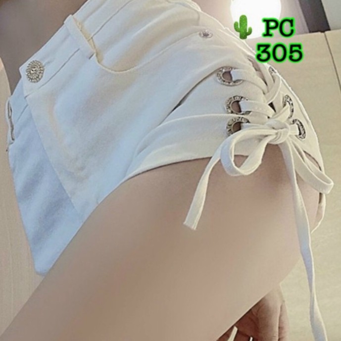 Quần short nữ lưng cao đan dây hông loại ngắn thời trang-Quần xỏ dây 2 bên hông tôn dáng sexy-Cun Shop