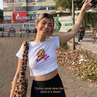 Áo croptop Frankee 100% Cotton - Naughty Girl Baby Tee - Trắng - Local Brand Chính Hãng