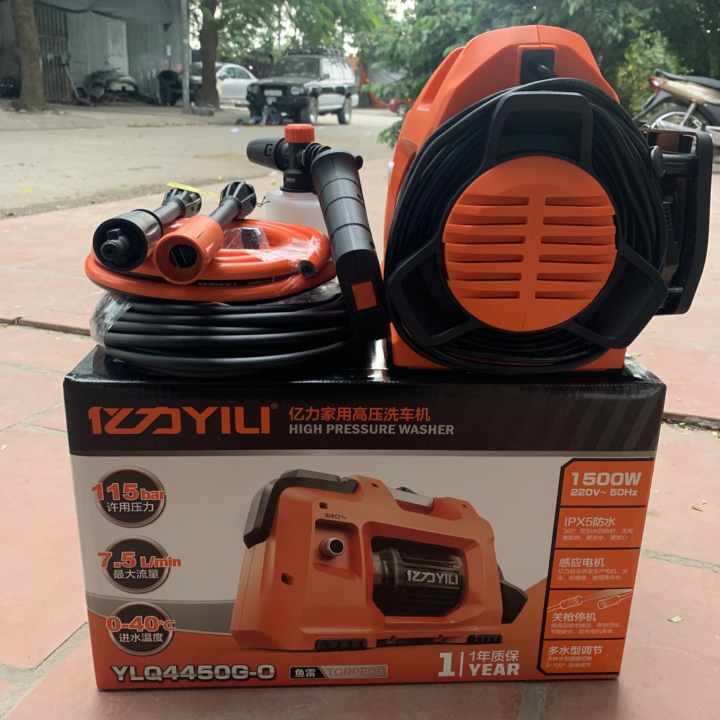 Máy Rửa Xe Gia Đình Máy Rửa Xe 1500W Yili YLQ4450G-O Bảo hành 12 Tháng, Công suất 1500W, Chính Hãng, Freeship